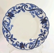 Antique Johnson Bros Andarra Flow Blue Gold Dinner Lunch Plate 9" 1901 England