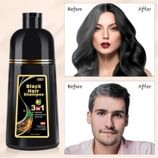 17oz Black Hair Dye Shampoo Instant 3 in 1 100 Grey Coverage