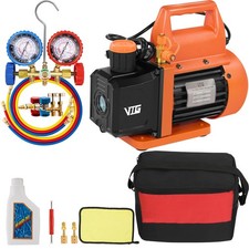4.5 Cfm Ac Vacuum Pump And Gauge Set For R134a R12 R22 R502 Ac Vacuum Pump Kit F 4.5 Cfm Ac Vacuum Pump And Gauge Set For R134a R12 R22 R502 Ac Vacuum Pump Kit F
