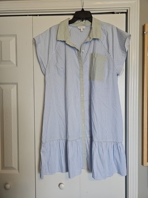 Crown & Ivy Shirtdress Short Sleeve Flounce Shirtdress XL