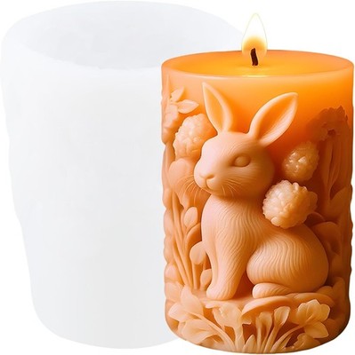 Silicone Candle Molds Set for Easter Bunny and Flower Designs