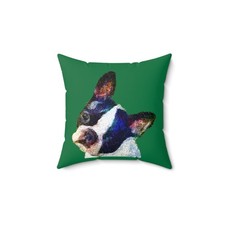 Boston Terrier 'Skipper' Spun Polyester Throw Pillow