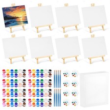 Acrylic Paint Set with 8 PCS 11.8In Easel  16 PCS 8X10In Canvas, Painting Ca...