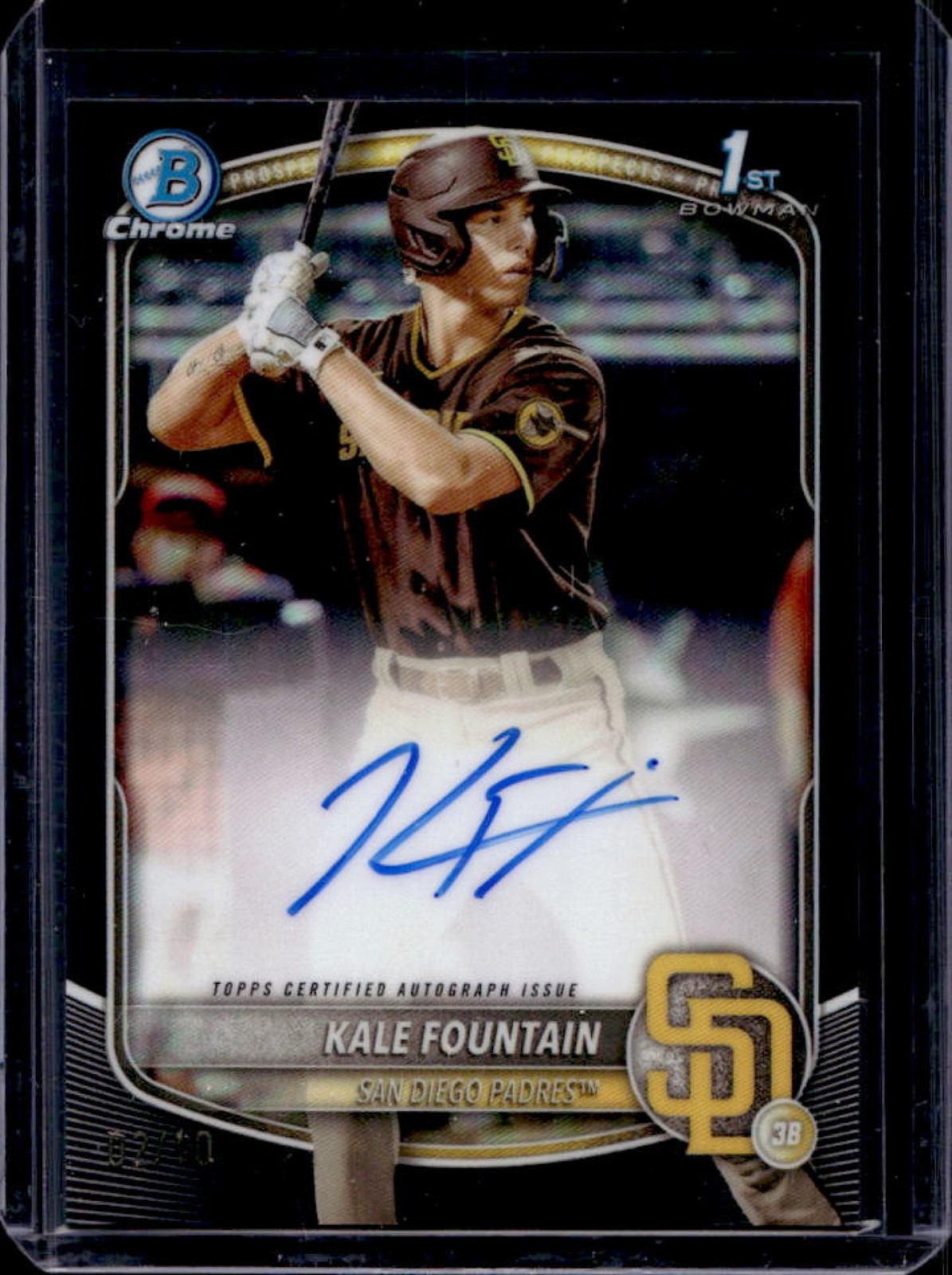 2025 Bowman Chrome Kale Fountain Auto Black Refractor 1st Prospect #2/10 Padres