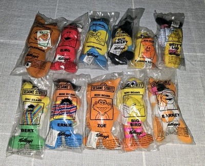1999 Bundle  Lot of 11 The Sesame Street Mini Beans 4'' Kellogg's IN PACKAGING!! 