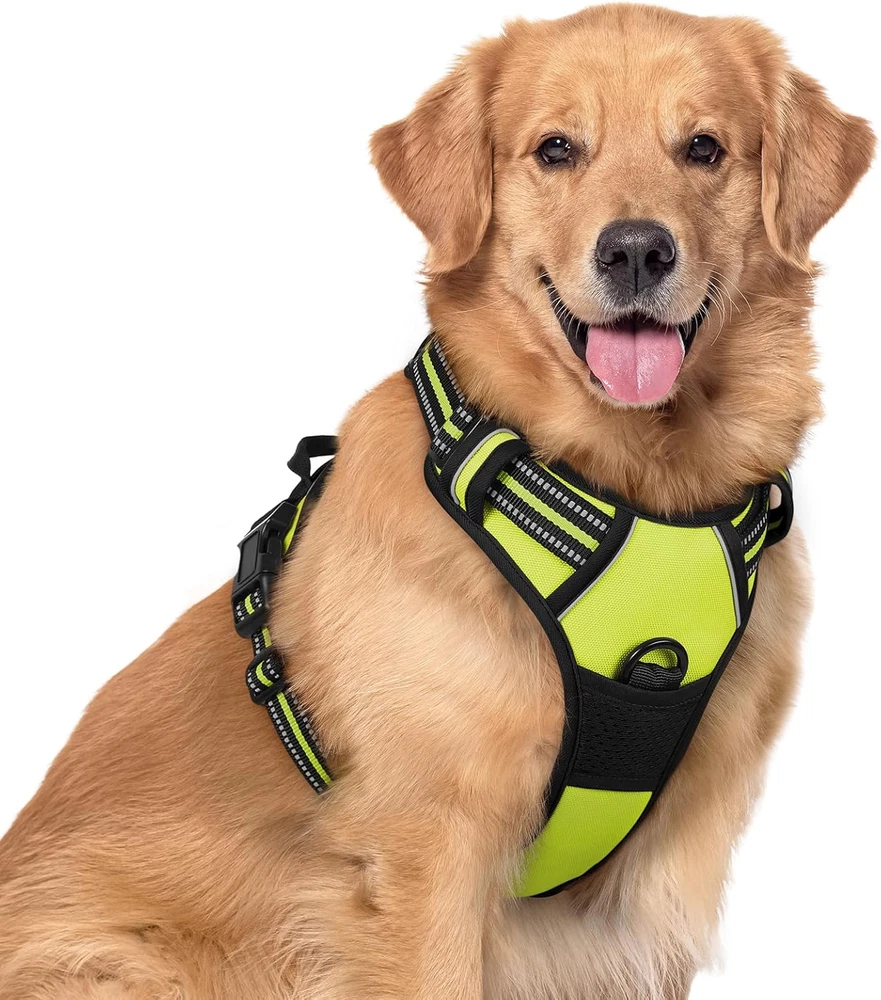 Dog Harness No Pull with 2 Leash Clips, Adjustable Soft Padded, Reflective Oxfor