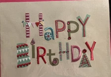 Papyrus~Happy Bday Card~Embroidered & Gemmed Letters
