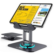 for iPad Stand for Desk, 360 Rotating Adjustable Portable Monitor Tablet Black