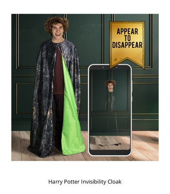 Harry Potter Invisibility Cloak Green Screen Wizard Costume Rare Cosplay Cape