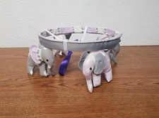 Home Decor Baby Mobile with Gray and White Plush Elephants 10.5" Diameter