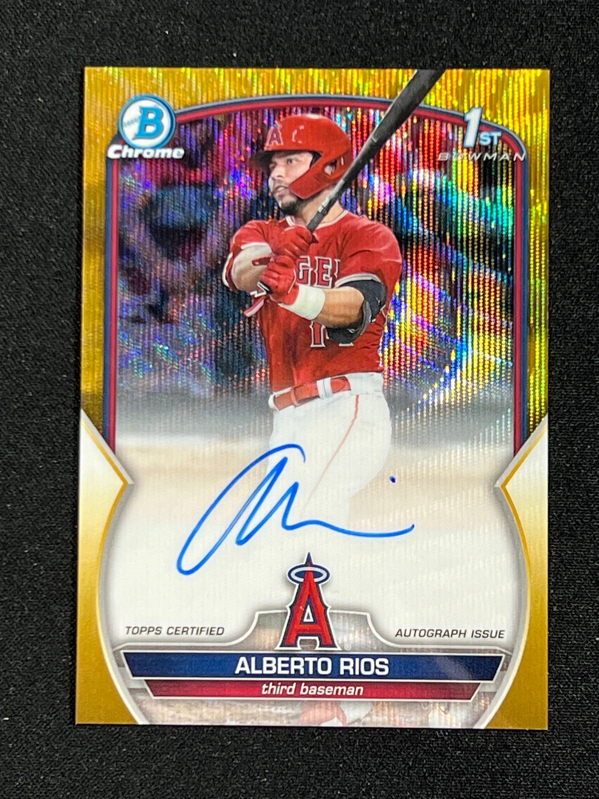 2023 Bowman DRAFT CHROME ALBERTO RIOS GOLD WAVE REFRACTOR AUTO 31/50 CDA-AR