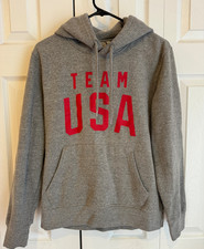 Team USA Gray Red Simple Hoodie Sweatshirt Wo...
