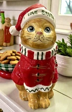 Blue Sky Clayworks I LOVE SANTA Christmas Cat Cookie Jar NEW 2025 Auth Retailer