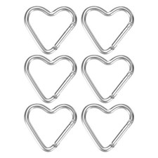 Heart Shaped Snap Clip 6 Pack - Keychain Clip Silver