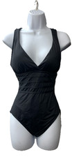 La Blanca Swimsuit Island Goddess Multi-Strap Cross-Back 1-Piece, Size 6, Black