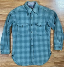 Vintage Pendleton Flannel Shirt Women's Med Blue Wool USA Made 1960 60s
