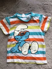 *** T-SHIRT  *** 74 *** getragen  *** Baby ** Schlumpf  H&M