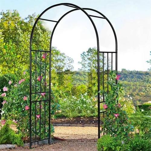 Moccha Garden Arch Arbor Trellis, 7.2Ft Outdoor Steel Arbor with Stakes, Meta...