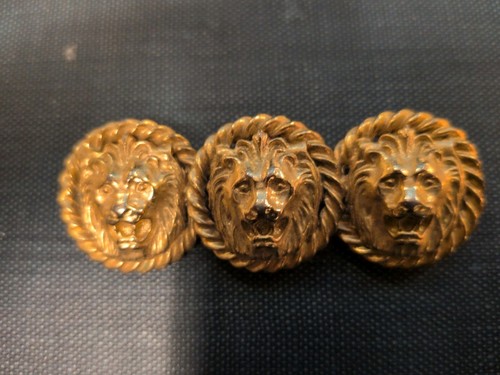 Anne Klein Vintage Triple Lion Head Brooch Pin Real Gold Plate