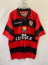 Vintage CR Flamengo Soccer Jersey Umbro 1990s #10 Lubrax Brazil Red Black 2xL#78