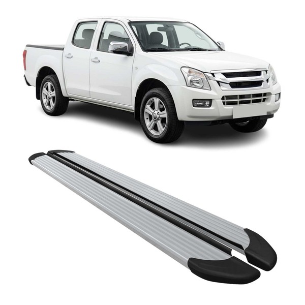 Seitenschweller Trittbretter FüR Isuzu D-Max Doublecab 2002-2012 Aluminium Grau-image