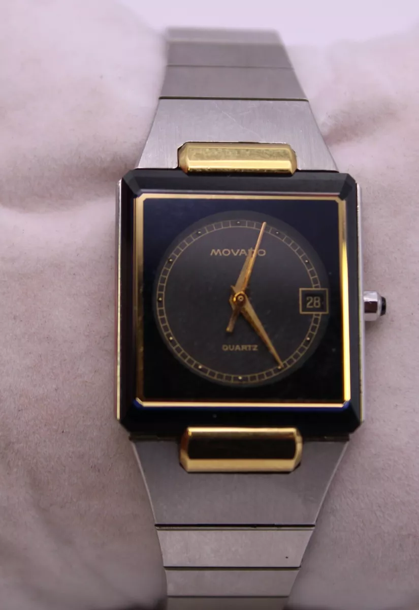 Movado Black Ceramic Quartz 59.2080.106 Ladies Vintage Wrist Watch Original RUNS