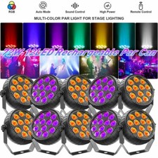 10PC Rechargeable Par Lights 72W RGB Battery Wireless 12LED DJ Uplights w/Remote