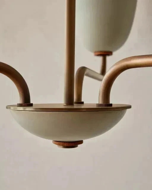 Lámpara de araña, bola de nogal de 3 luces lámpara de decoración de techo grande hecha a mano Foto 4 de 4