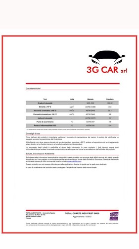 Olio Total Quartz Ineo First 0W30 Psa B71 2312 Acea C1C2 PEUGEOT FIAT Lt. 4 - Foto 3 di 3