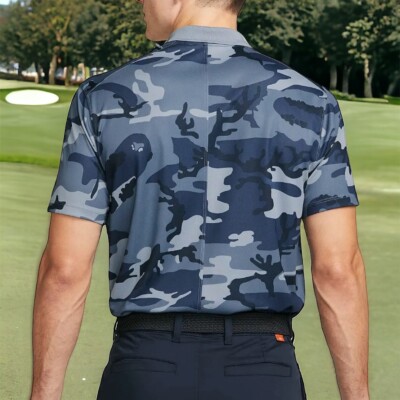 Nike Dri-FIT Victory+ Blue Camo PGA Golf Polo Shirt Mens Medium