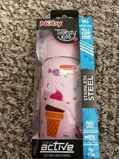 Thirsty Kids Flip-it ACTIVE Stainless Steel Canteen - No-Spill - Ice Cream/ U
