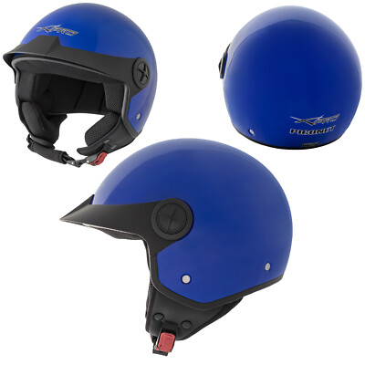Peak Jethelm Deckel Motorrad Jet Scooter Quad A-Pro poliert blau L