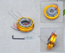 UNIVERSAL RACING THIN SHORT SLIM STEERING WHEEL QUICK RELEASE GOLD ADAPTER KIT