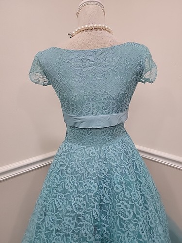 Vintage 1950's Mid-Century Lace Tulle Party Prom Maxi Dress Circle Skirt - Picture 12 of 16