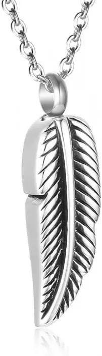 Feather Urn Necklace For Ashes Cremation Keepsake Memorial Jewelry