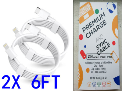 2x 6Ft USB Type C to iPhone Lightning Charging Cable, MFi Certified
