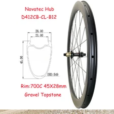 45x28mm 700C Carbon Rear Wheelset Novatec D412CB Boost Hub for Gravel Road Bike