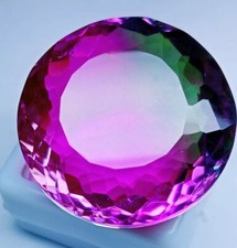 Natural Big Size Tourmaline Bi-Color Round Shape Certified 86.55 Ct Gemstone