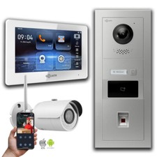 Goliath 2-Wire Video Doorbell: 7-Inch 1 Monitor, RFID, Fingerprint, Silver, W