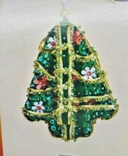 Walco Holiday CHRISTMAS TREE 3-D Vintage Sequin Bead Ornament Kit Green NOS