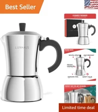 Revolutionary 9 Cup Moka Pot Espresso Maker - Stainless Steel, Portable Design