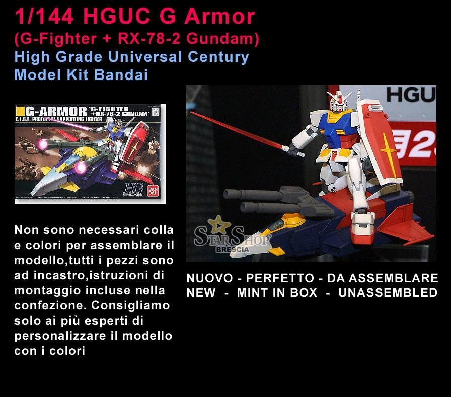 GUNDAM - 1/144 G Armor G-Fighter + RX-78-2 Model Kit HGUC # 050 Bandai - Immagine 2 di 3
