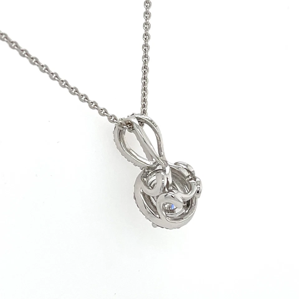 НАТУРАЛЬНЫЙ КРУГЛЫЙ БЛЕСТЯЩИЙ КУЛОН С БРИЛЛИАНТОМ HALO КОМПЛЕКТ В 18K БЕЛОЕ ЗОЛОТО - Изображение 3 из 4