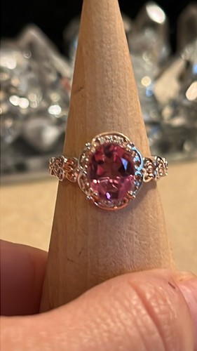 Radiant Orchid Quartz & White Zircon In Vermeil Rose Gold & Platinum - Picture 5 of 13