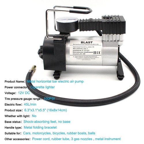 Gonfiatore pneumatici compressore d'aria 100 PSI si adatta a pneumatici auto moto pompa aria portatile - Foto 3 di 11