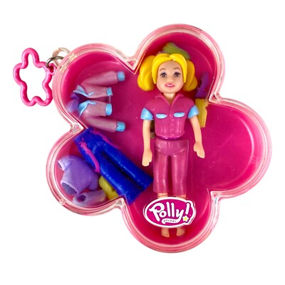 Polly Pocket Dose Blüte Box 2003 Spielzeug Blume Pink Puppe Kleidung Mädchen Süß
