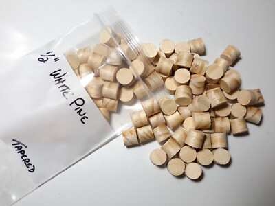 White Pine Tapered Wood Plugs, 1/4, 3/8, 1/2, 3/4'' diameters
