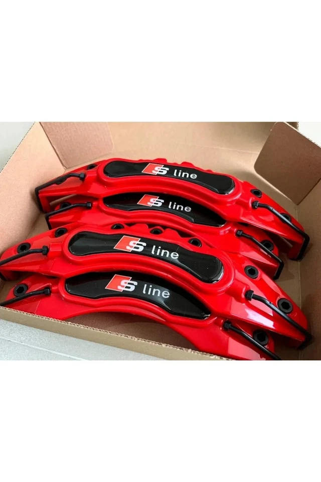 4x Copri Pinza Freno Rosso per Audi S-Line Q1 Q2 Q3 Q5 TT A1 A5 A6 S3 RS A3 S4 - Immagine 4 di 4