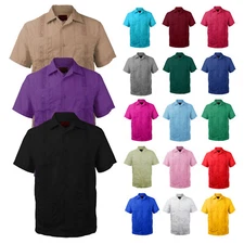 New Guayabera Men's Premium Cuban Bartender Wedding Casual Button Up Dress Shirt