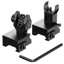 Flip Up Fiber Optic Iron Sight Red Green Dot Front Rear Picatinny Backup Sights